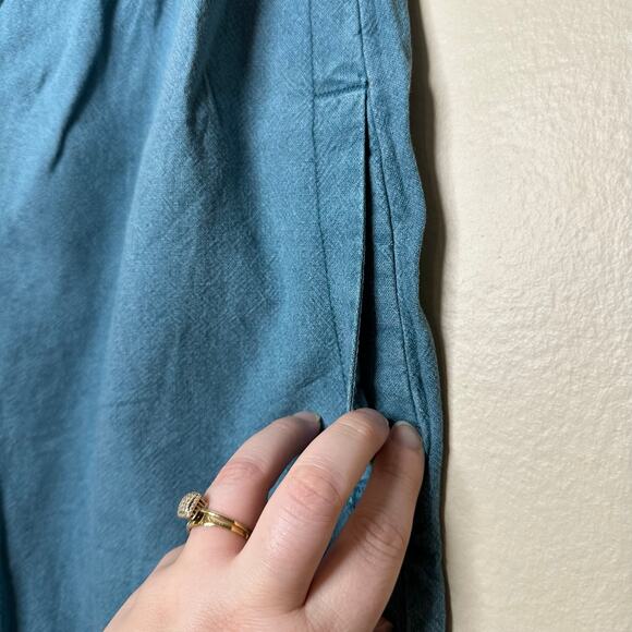 Anthropologie Pilcro Women’s Smocked Linen Blend Romper Teal Size XS Boho Beach - Picture 5 of 11